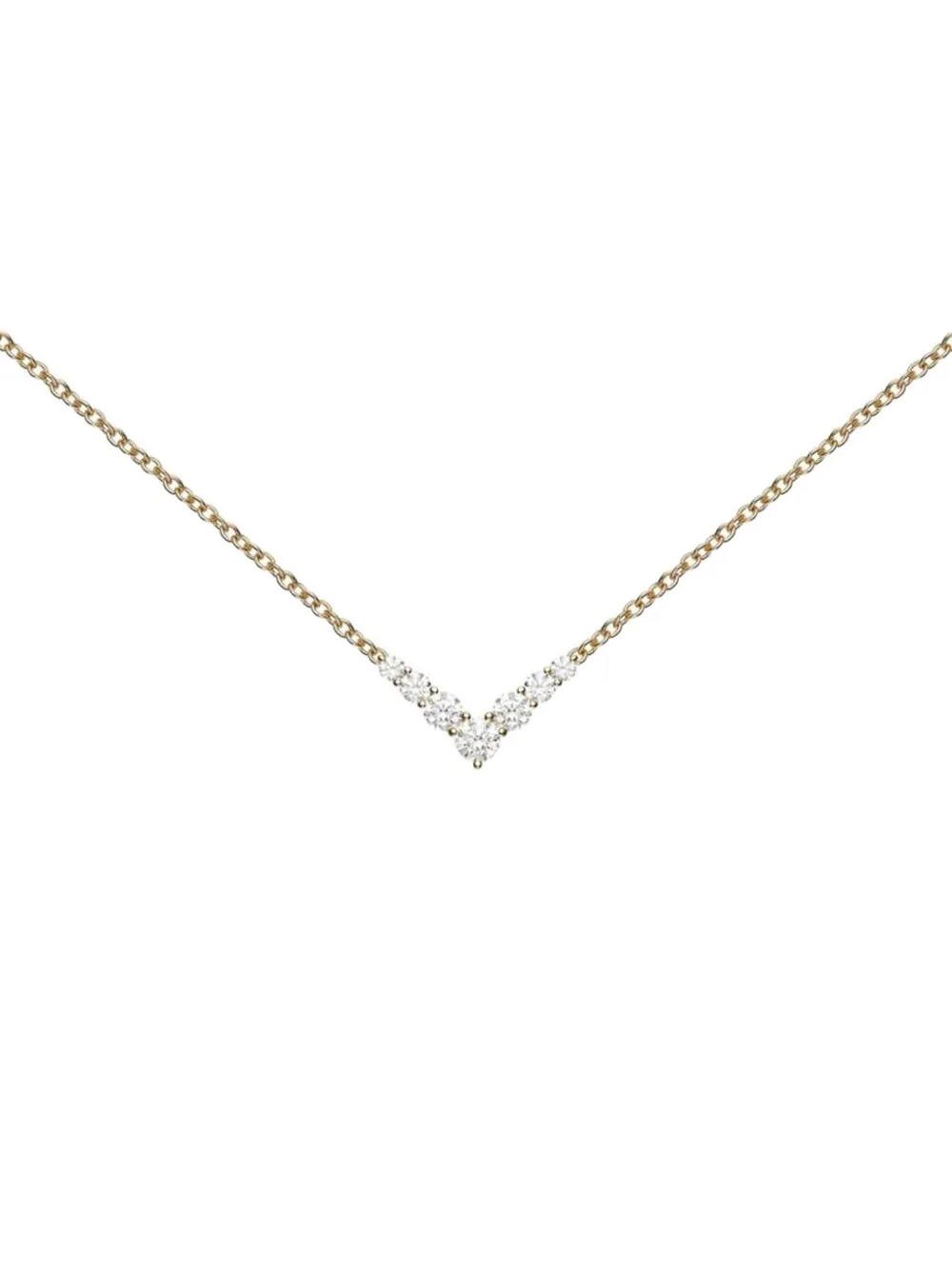 Melissa Kaye 18k Yellow Gold Mini Aria Diamond V Necklace In Brown