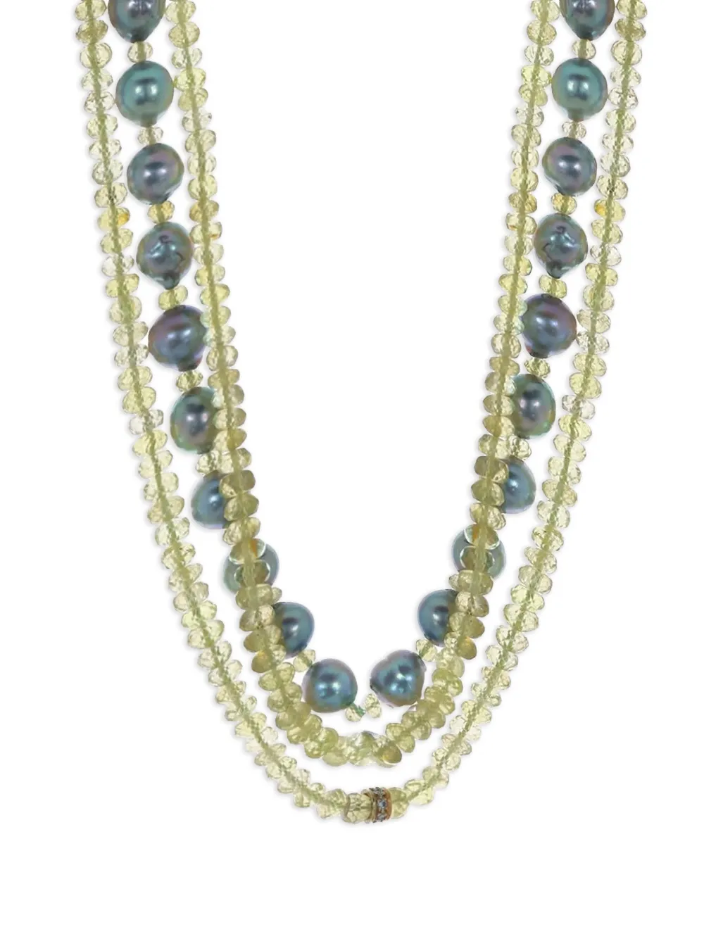 Loree Rodkin 14kt Yellow Gold Beryl Diamond Necklace In Green