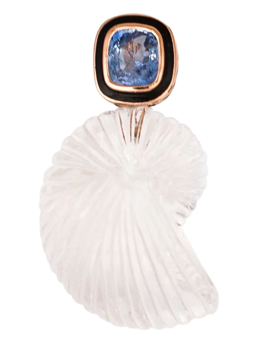 Dezso 18k Rose Gold Multi-stone Shell-embellishment Pendant In White
