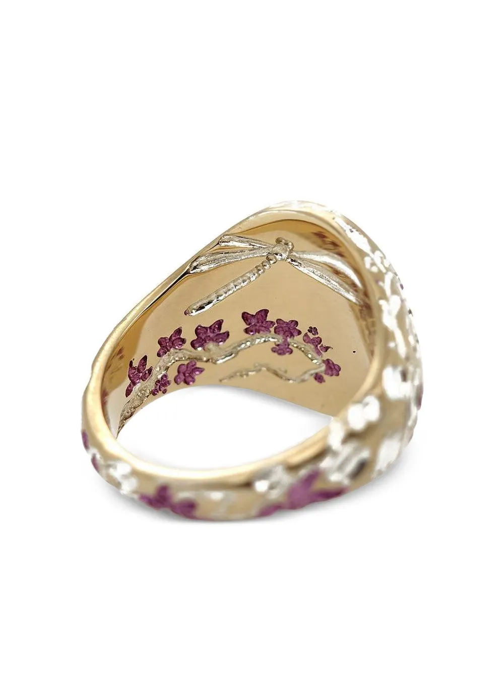 Castro Smith 9k Yellow Gold Purple Orchid Signet Ring In Gold