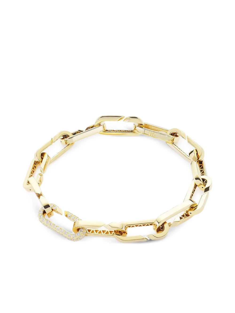 Bizzotto Gioielli 18k Yellow Gold Paperclip Diamond Bracelet In White
