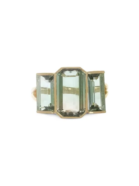 YI Collection 18K yellow gold Tonal Deco green tourmaline ring