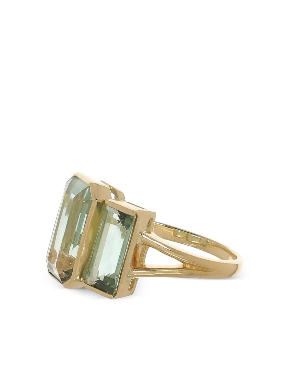 Yi Collection 18k Yellow Gold Tonal Deco Green Tourmaline Ring In Green