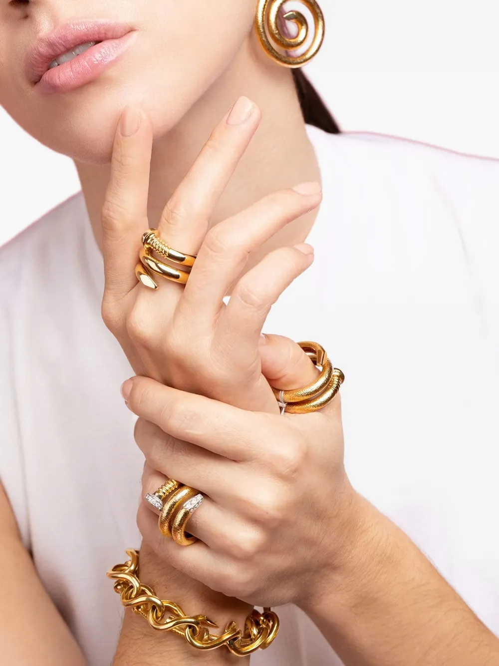 David Webb Anello Nail in oro giallo 18 carati