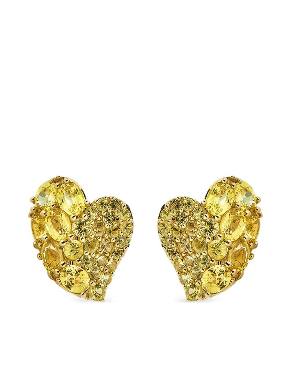 Piranesi Orecchini Heart Wave piccoli in oro giallo 18 carati con zaffiri