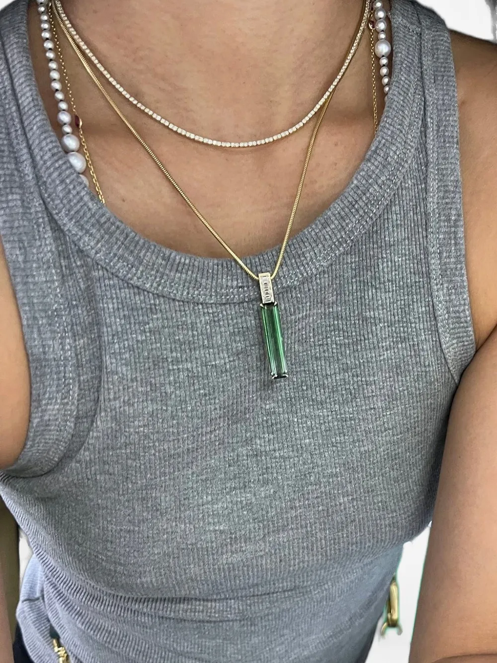 Yi Collection 18k Yellow Gold Jumbo Deco Diamond And Tourmaline Necklace In Gold