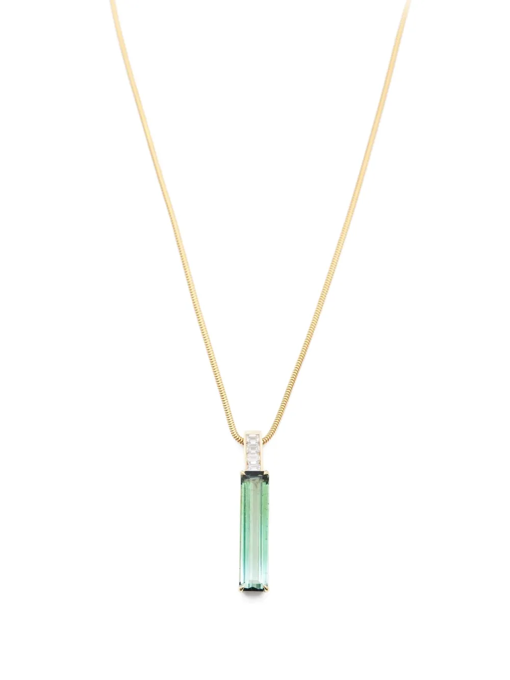 Yi Collection 18k Yellow Gold Jumbo Deco Diamond And Tourmaline Necklace In Gold