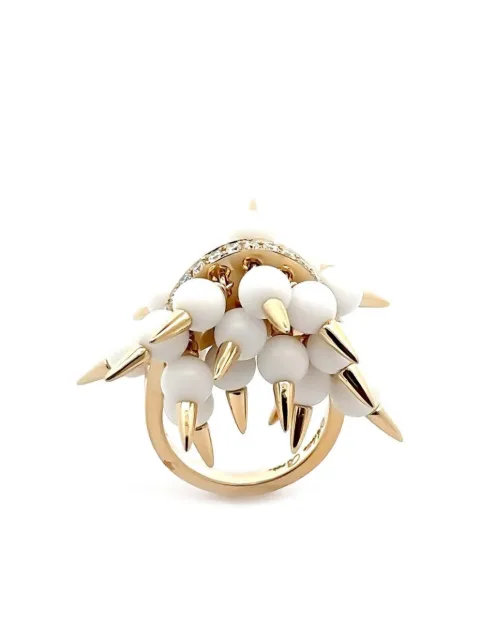 Brooks Brothers anillo Spiked Muse en oro amarillo de 18kt con diamantes y ónix