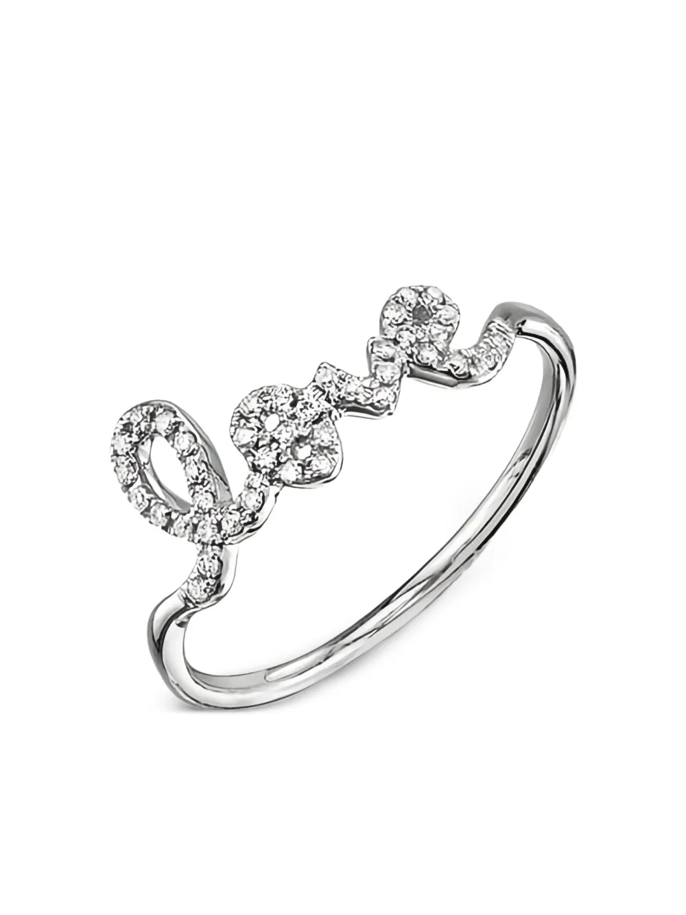 Sydney Evan 14K White Gold Love Diamond Ring in Silver, view 2