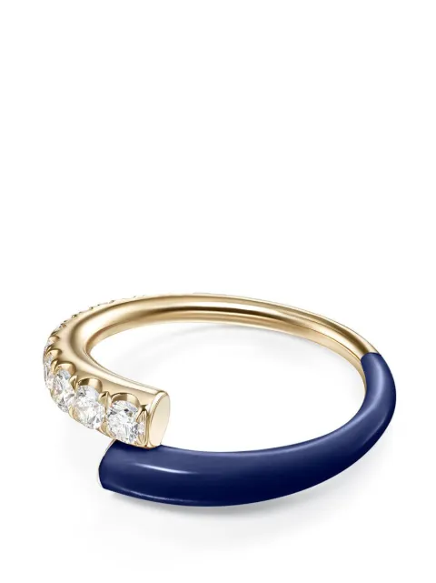 Melissa Kaye 18K yellow gold navy Diamond Lola ring