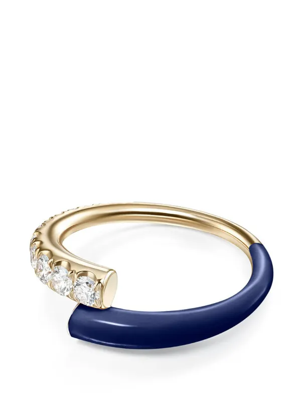 Melissa Kaye 18K Yellow Gold Navy Diamond Lola Ring