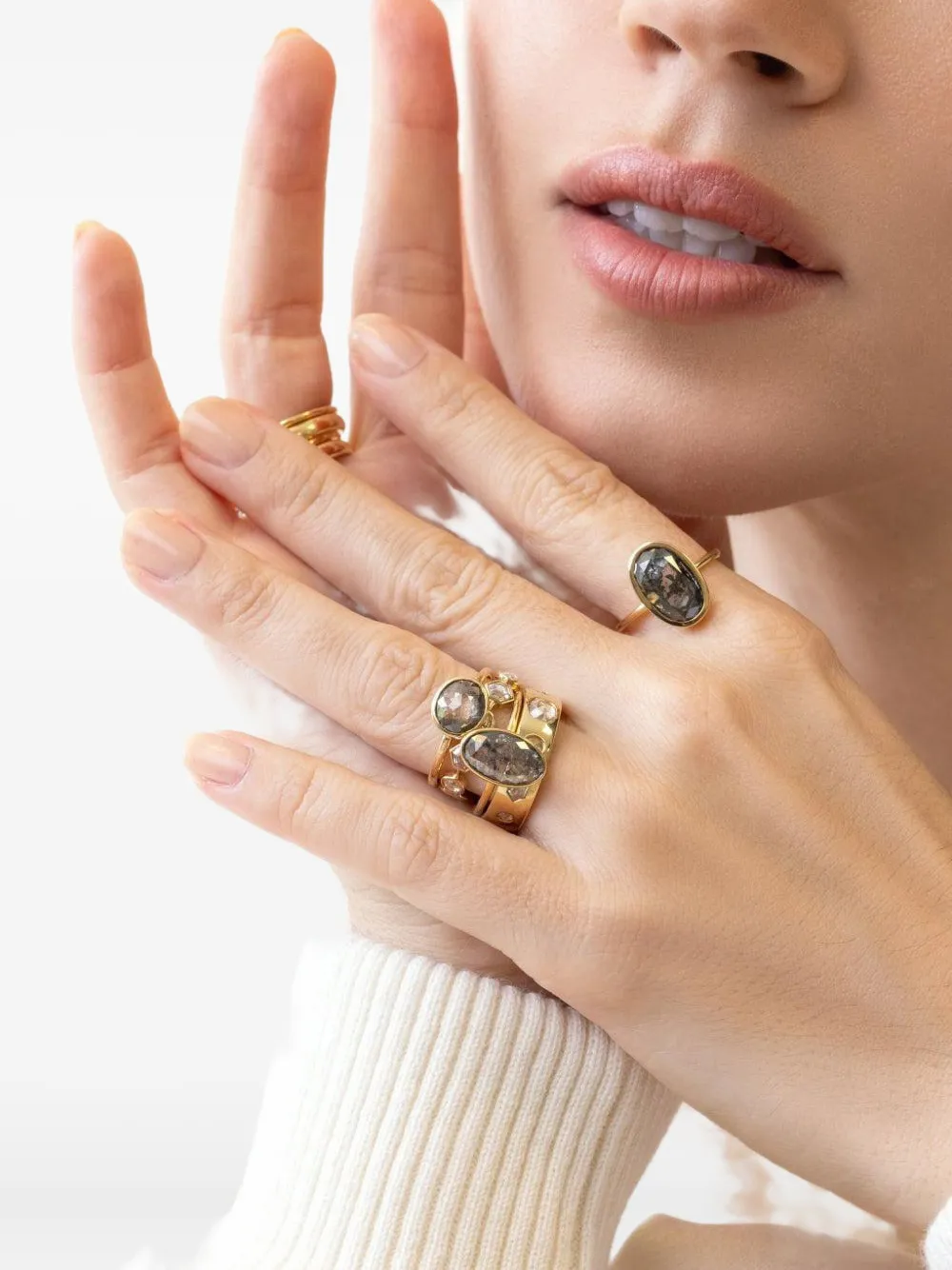 Nimo With Love 18k Yellow Gold Hexagon Diamond Ring In Multi