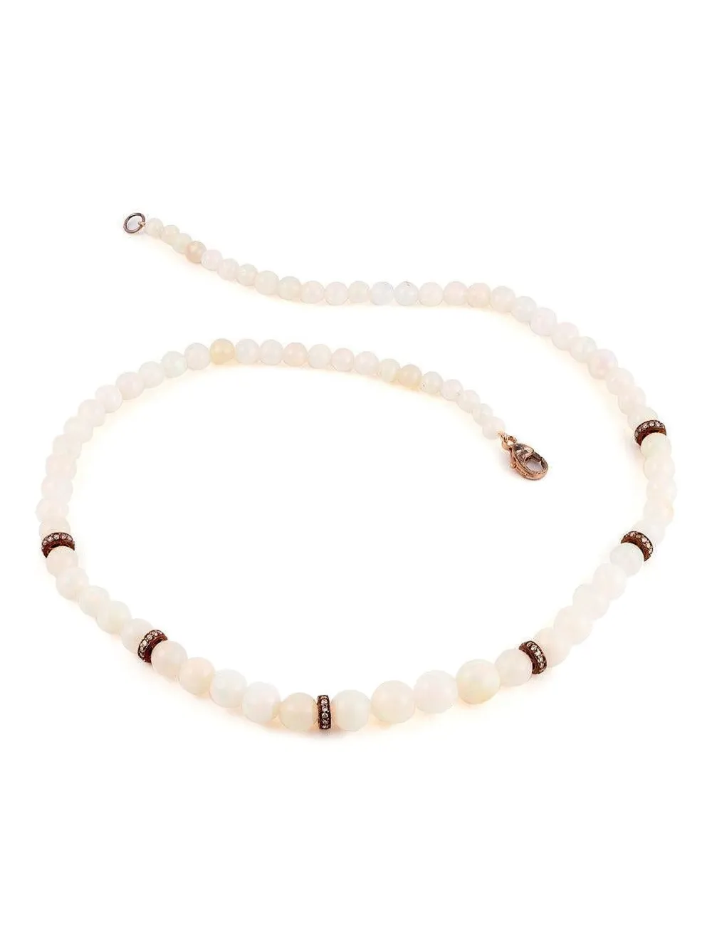 Sylva & Cie Collana Rondelle in oro rosa 14 carati con opale e diamanti