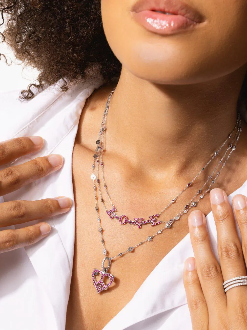 Loree Rodkin 14k White Gold Ruby Love Necklace In Multi