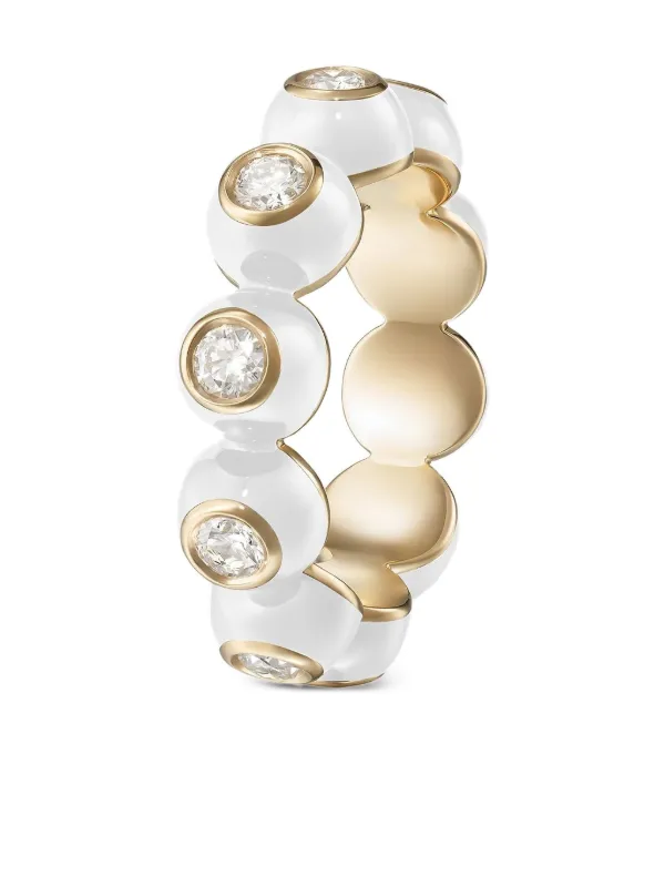 Melissa Kaye 18K Yellow Gold White Audrey Diamond Eternity Band Ring