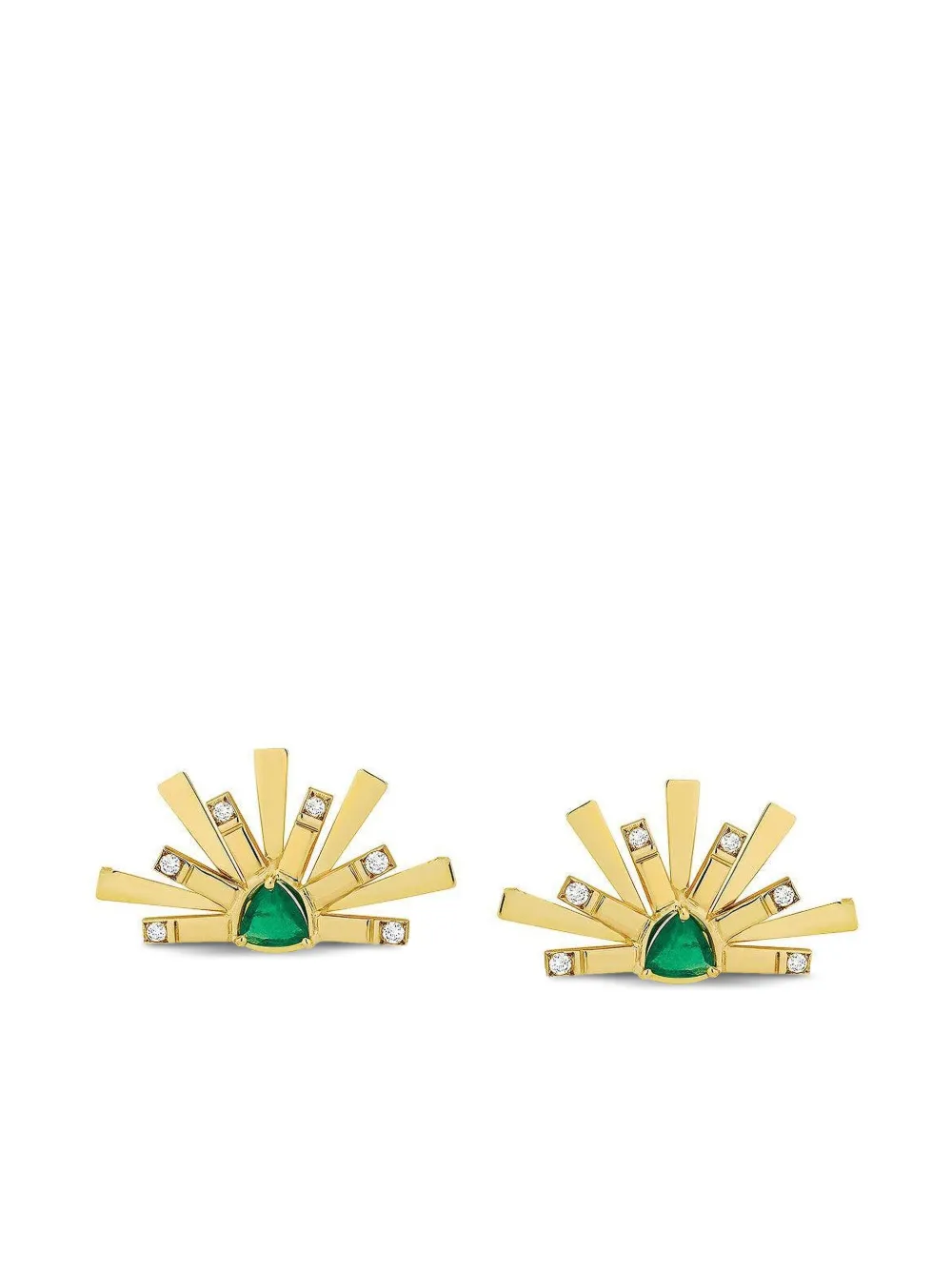 Carol Kauffmann 18kt Yellow Gold Sun Emerald Earrings In Gold