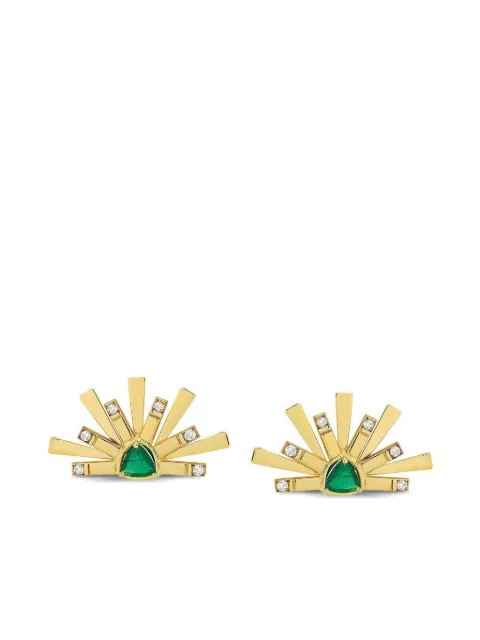 Carol Kauffmann 18kt yellow gold Sun Emerald earrings