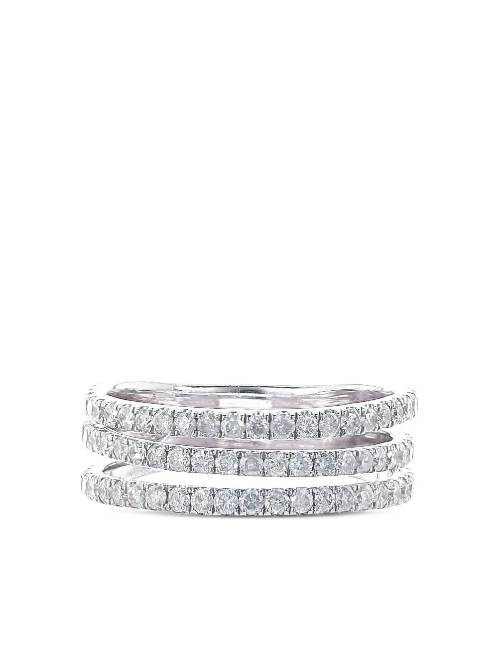 Loree Rodkin 14k White Gold Diamond Triple Band Ring In Metallic