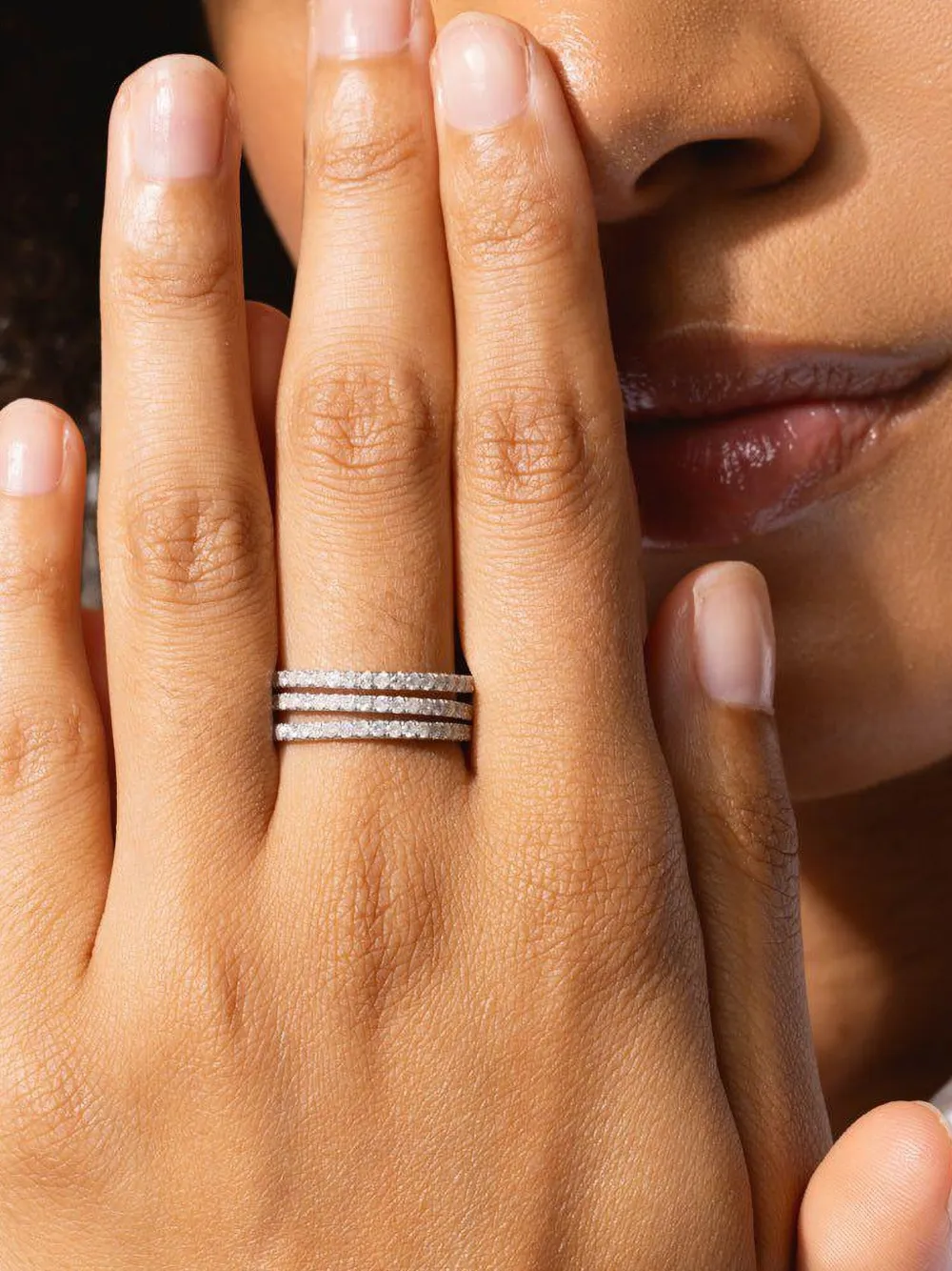 Loree Rodkin 14k White Gold Diamond Triple Band Ring In Metallic