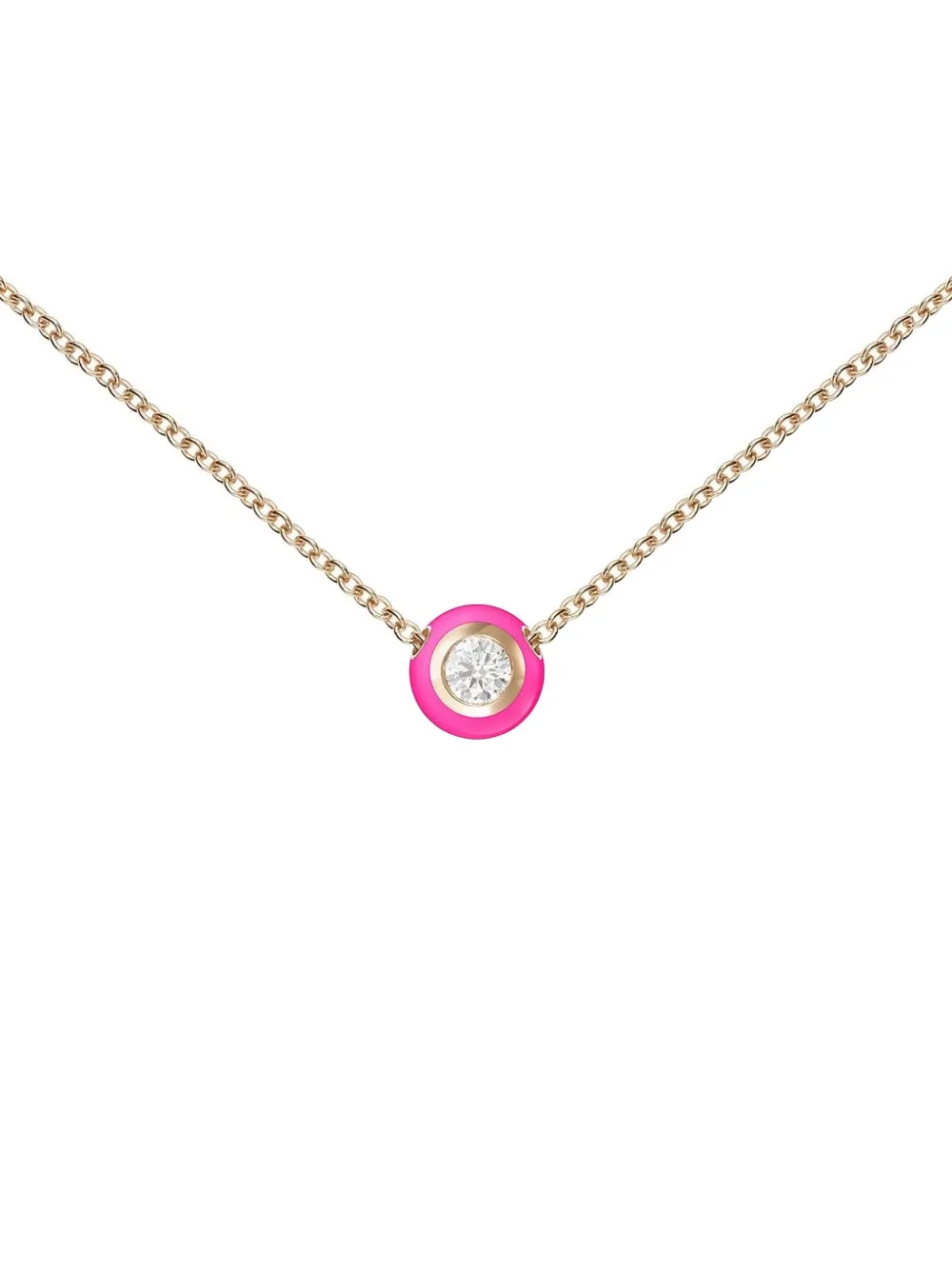 Melissa Kaye 18k Rose Gold Small Neon Pink Audrey Pendant Necklace