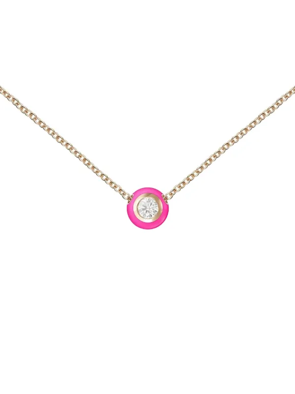 Melissa Kaye 18K Rose Gold Small Neon Pink Audrey Pendant Necklace