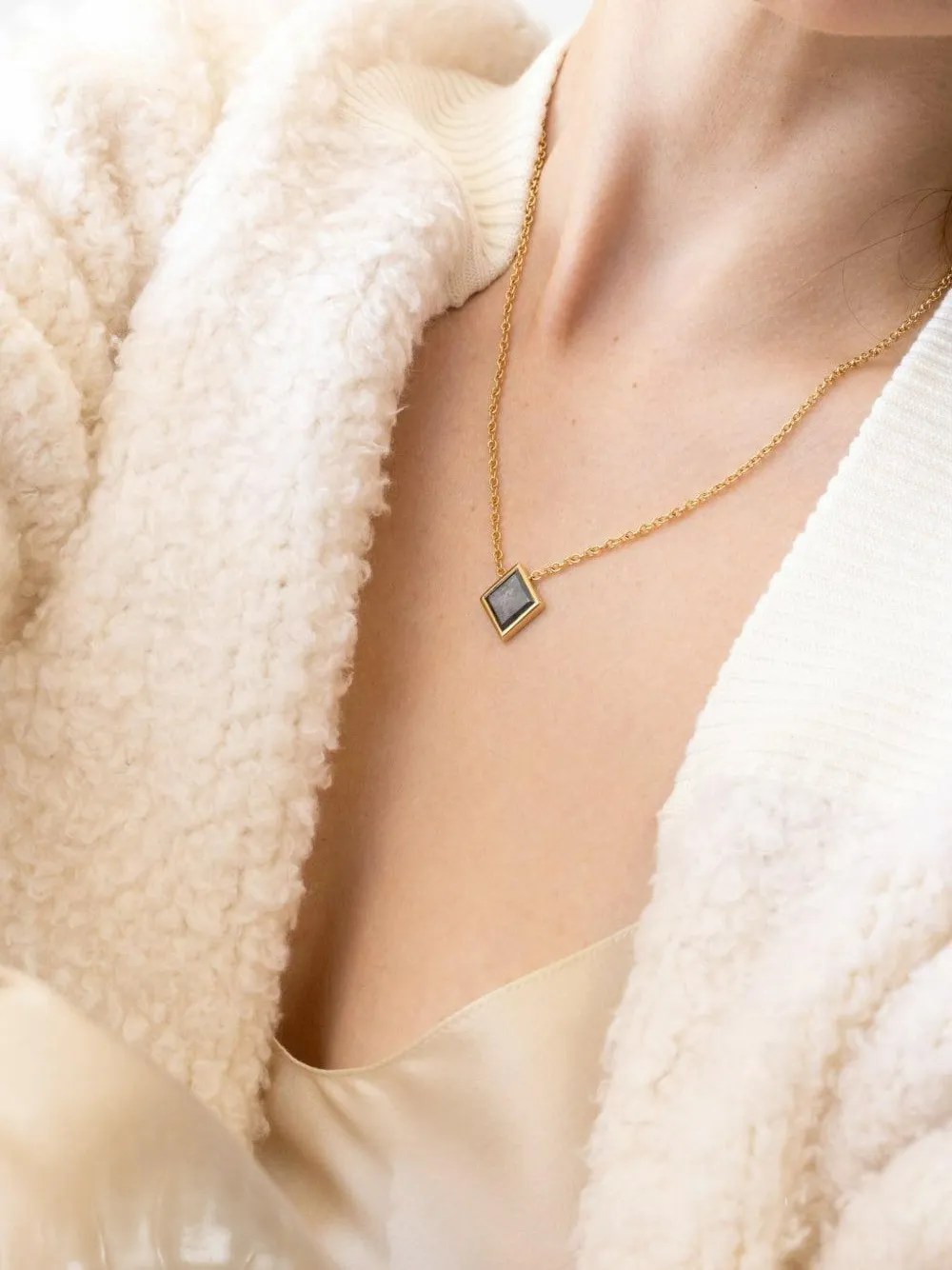 Nimo With Love 18k Yellow Gold The Bezel Diamond Necklace In Brown