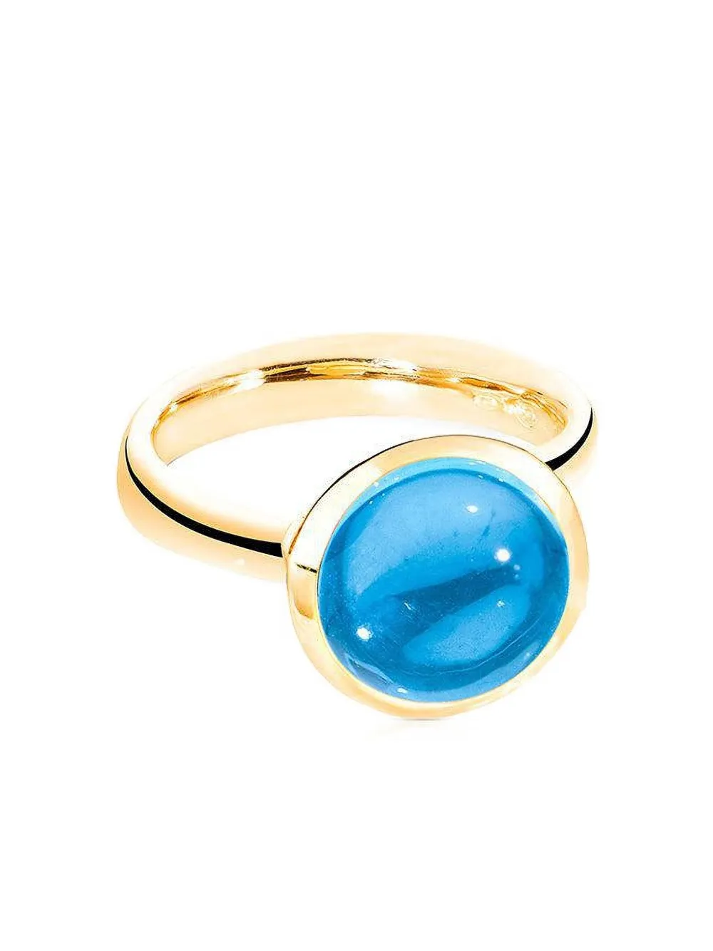 TAMARA COMOLLI Anello Bouton in oro giallo 18 carati con topazio svizzero - Blu