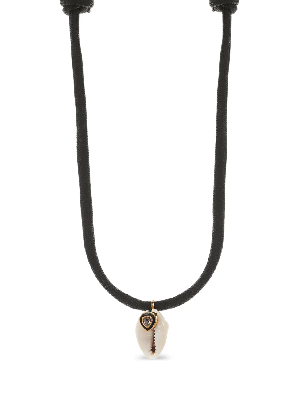 Dezso 18k Rose Gold Diamond Cowrie Shell Necklace In Black