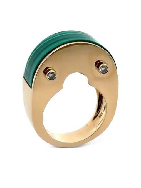 Brooks Brothers 18K yellow gold Luna Curve malachite and diamond ring