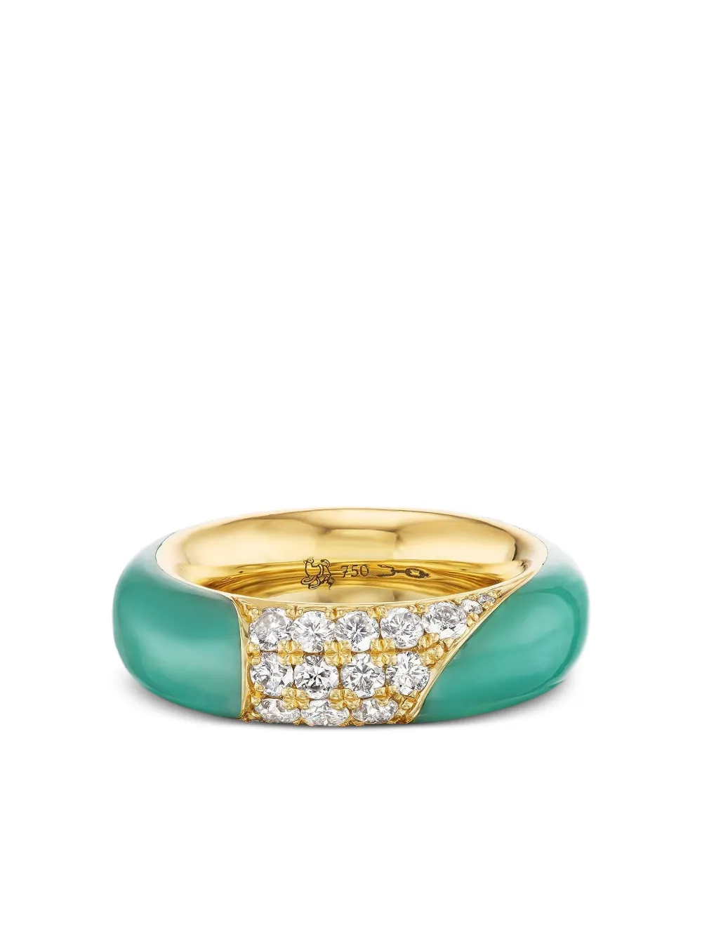  Uniform Object 18k Yellow Gold Diamond And Turquoise Ring 