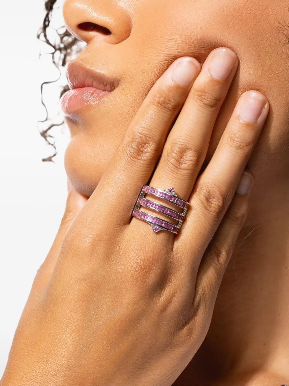 Loree Rodkin 14k White Gold Gothic Point Pink Sapphire Ring In Purple