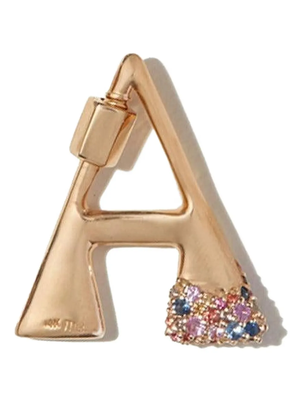 Marla Aaron 14K rose gold A Initial Lock sapphire charm | Pink | Image 1