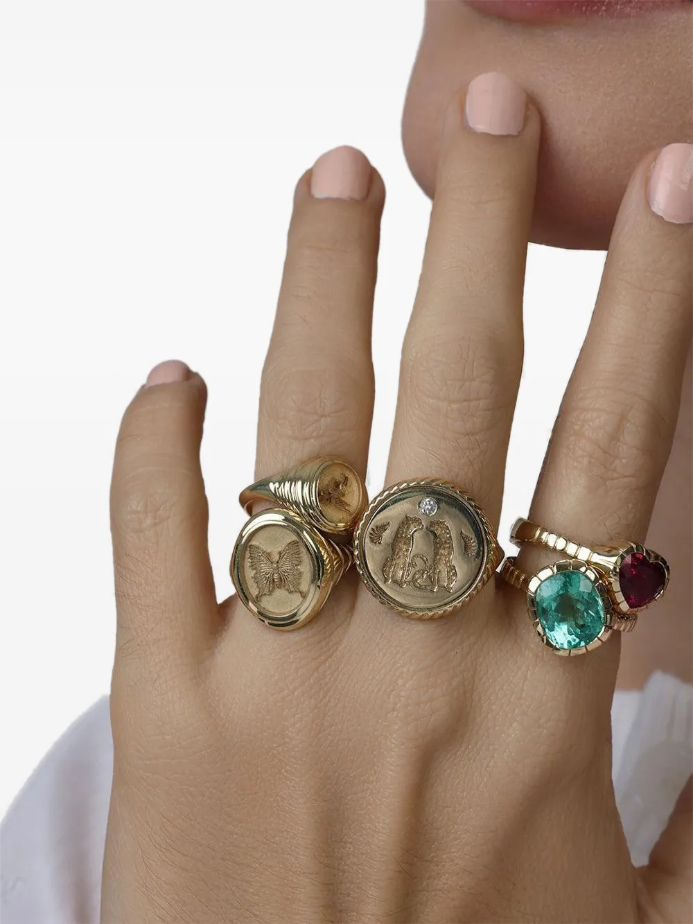 Retrouvai 14k Yellow Gold Alchemy Love Signet Ring In Gold