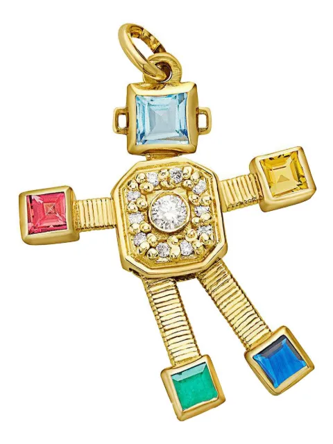 Van Robot dije Heart en oro amarillo de 18kt con gemas