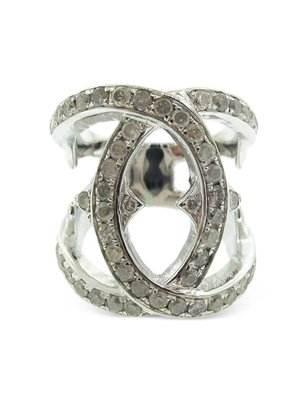 Loree Rodkin 18k White Gold Small Interlink Diamond Ring