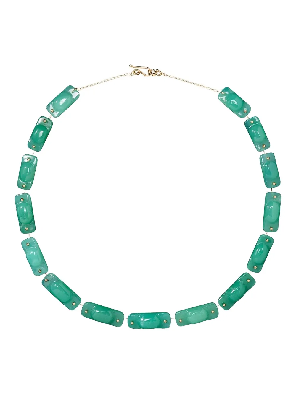 Ten Thousand Things 18k Yellow Gold Tiles Chrysoprase Necklace In Green