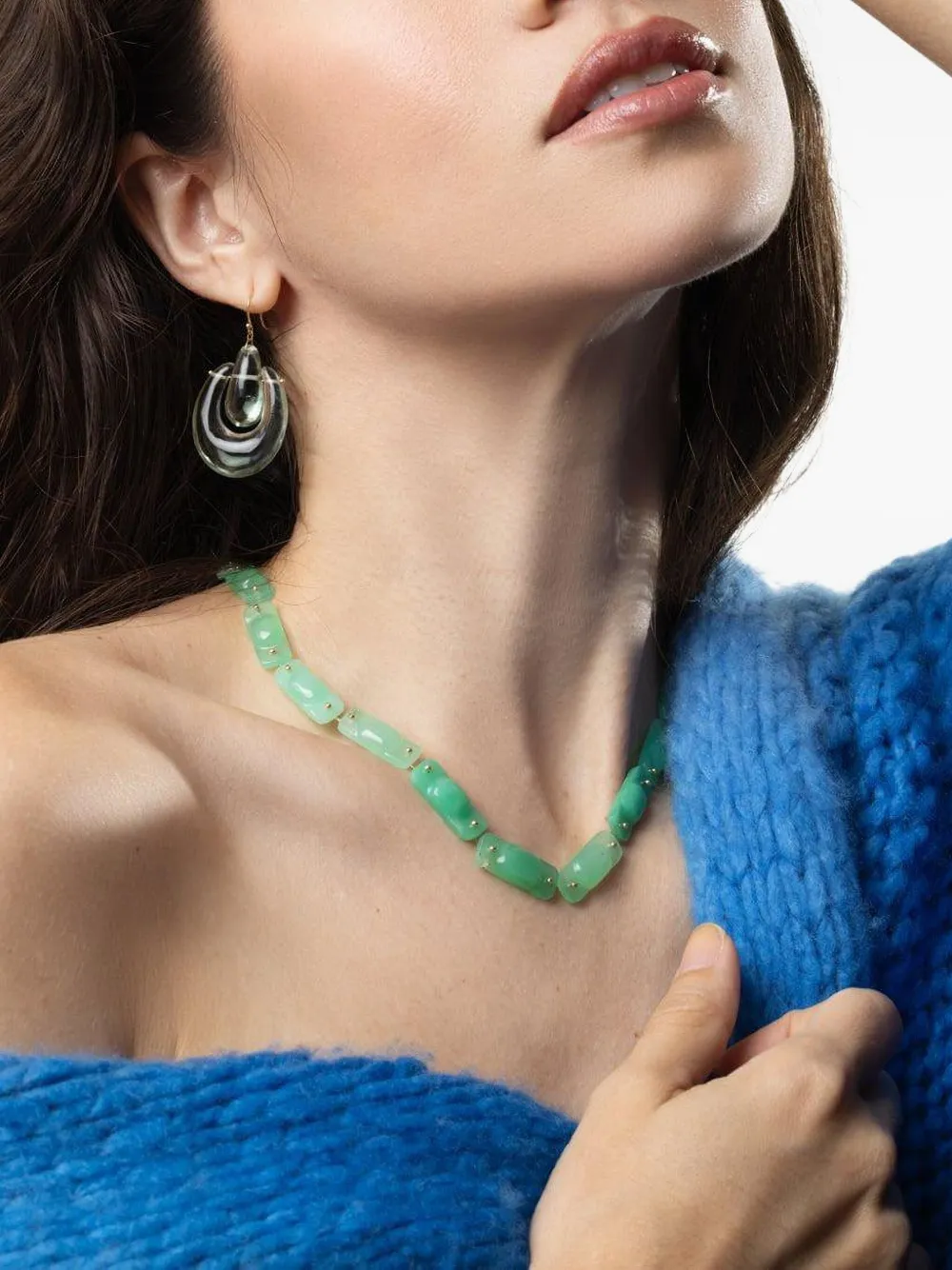 Ten Thousand Things 18k Yellow Gold Tiles Chrysoprase Necklace In Green