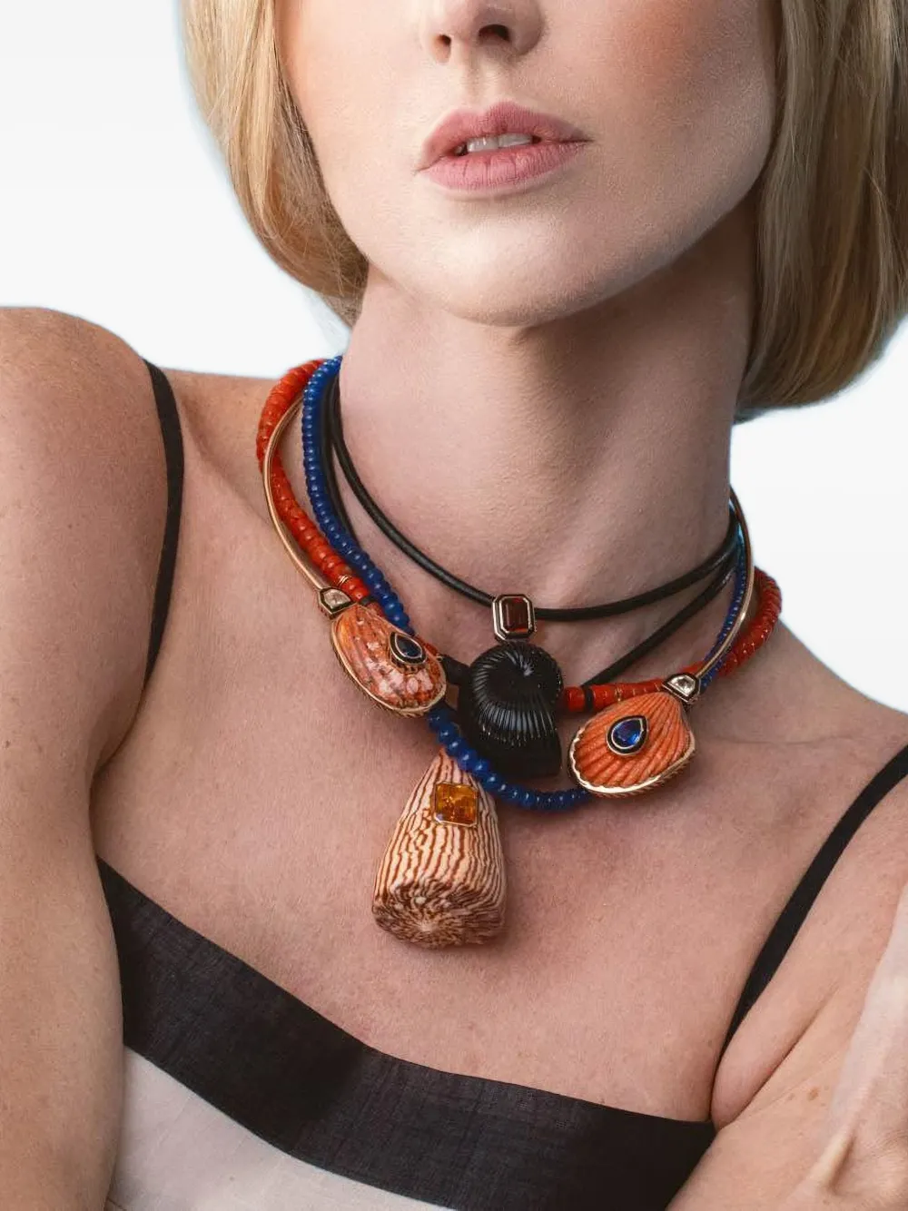 Dezso 18k Rose Gold Onyx And Citrine Pendant In Black