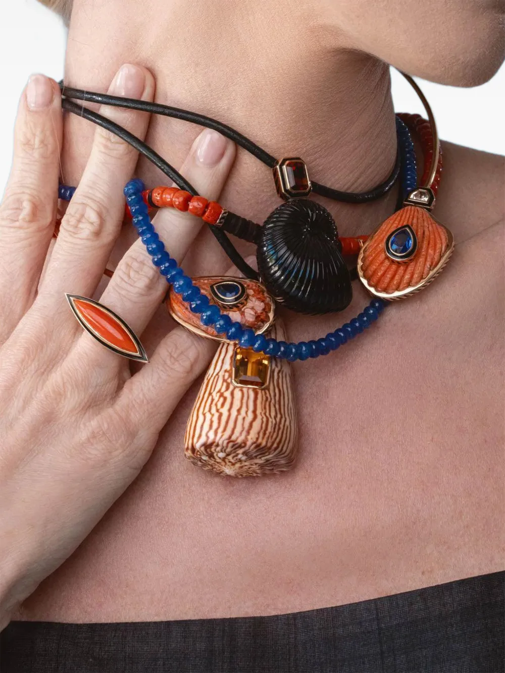 Dezso 18k Rose Gold Onyx And Citrine Pendant In Black