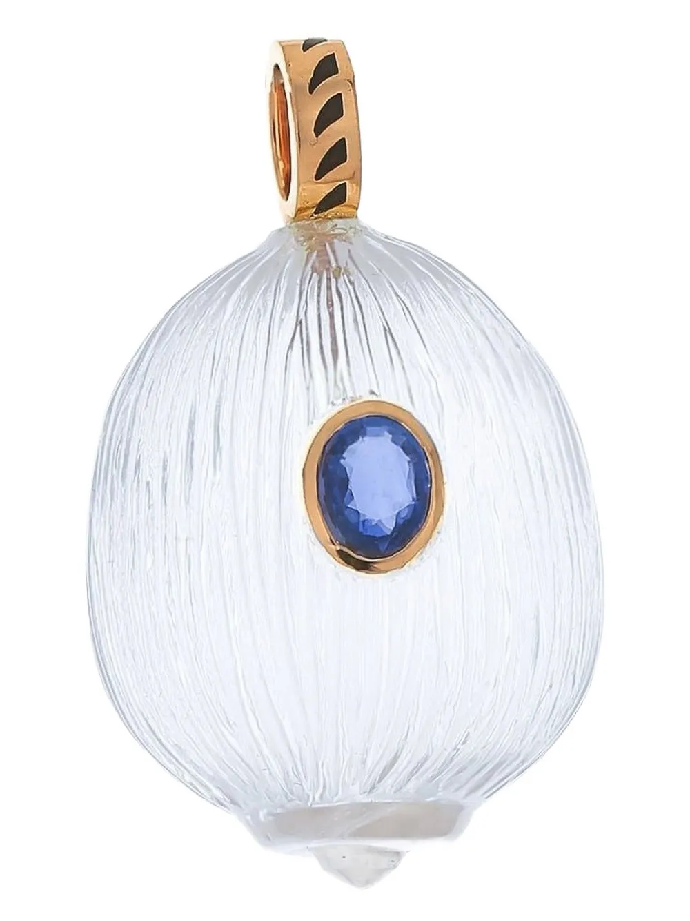 Dezso 18k Rose Gold Classic Carved Coquite Shell Quartz And Sapphire Charm In Pink