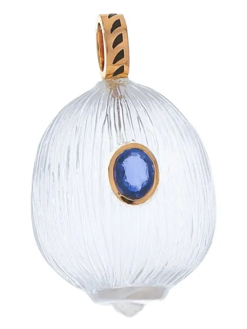 Dezso 18K rose gold Classic Carved Coquite Shell quartz and sapphire charm