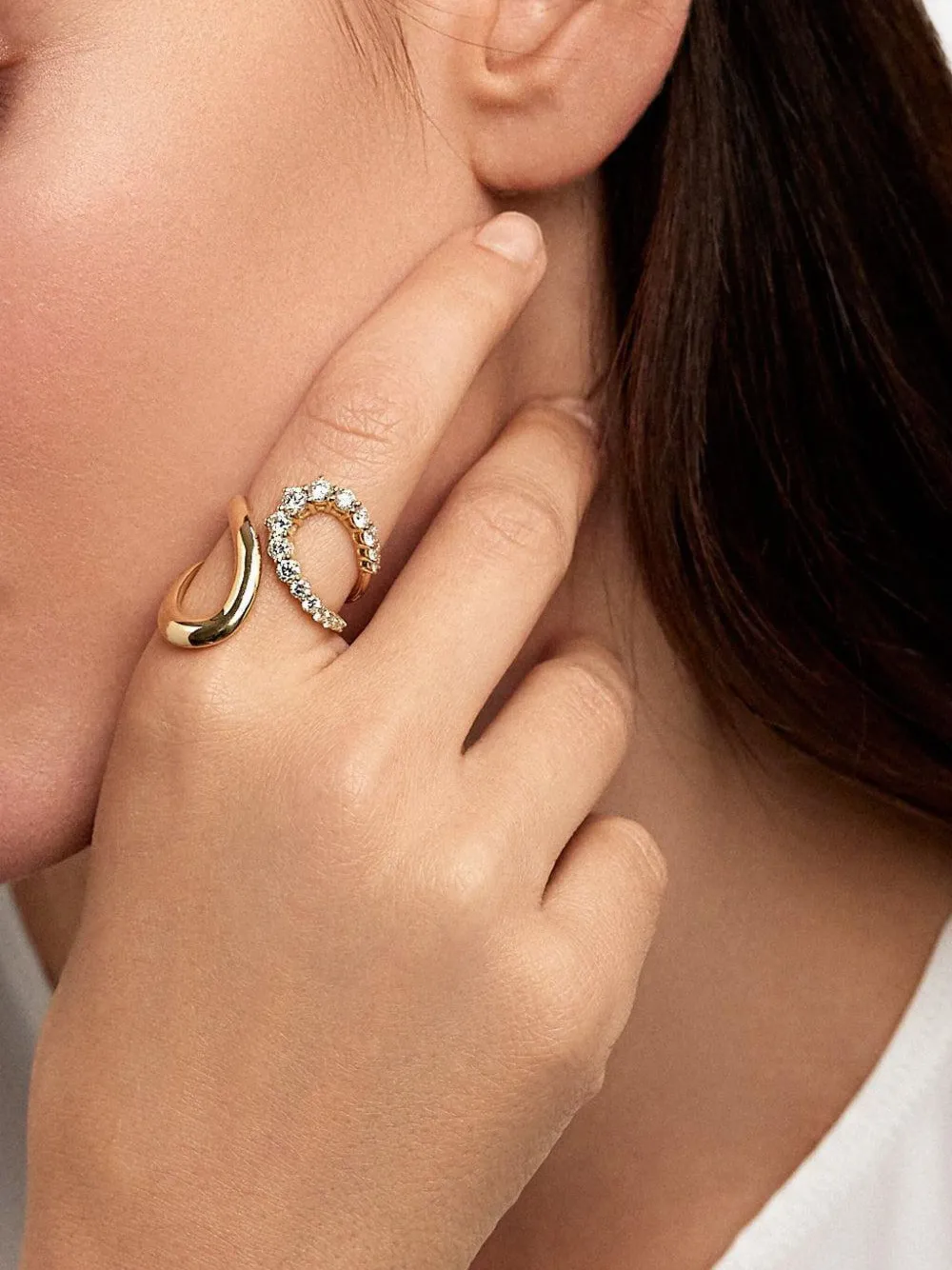 Melissa Kaye Anello Aria Jane in oro bianco 18 carati con diamanti - Argento