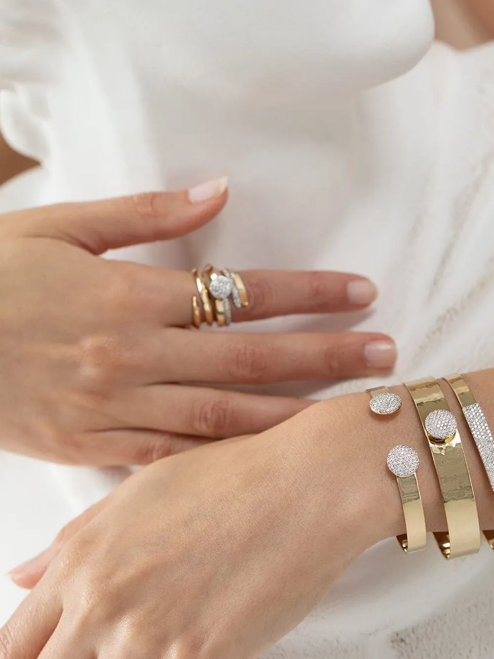 14k Yellow Gold Infinity Double Wrap Knife Edge Diamond Ring