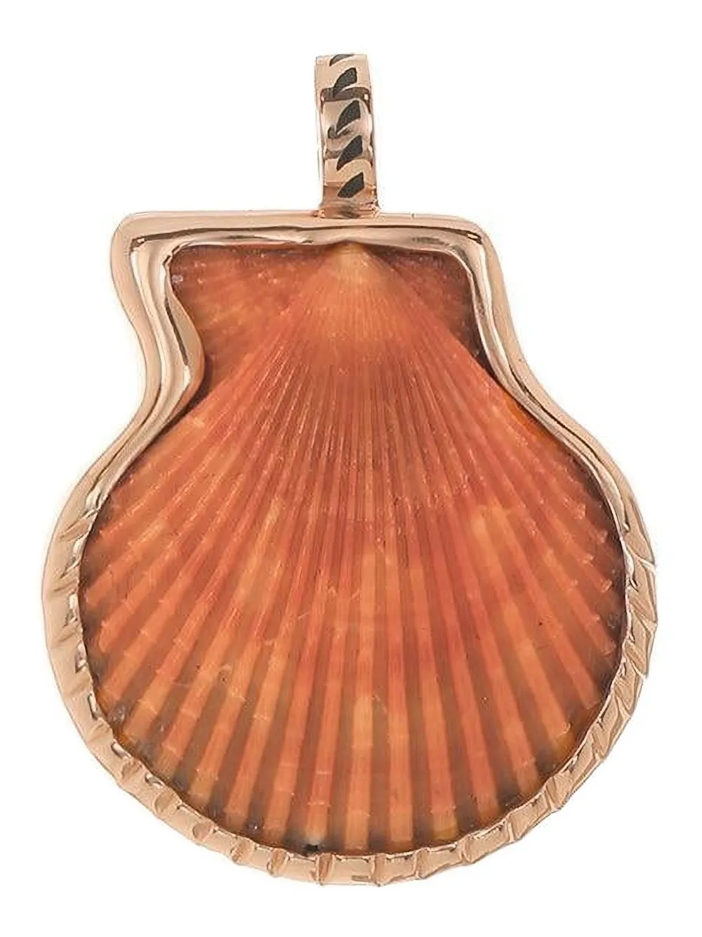 Dezso 18k Rose Gold Enamel Shell Pendant In Brown