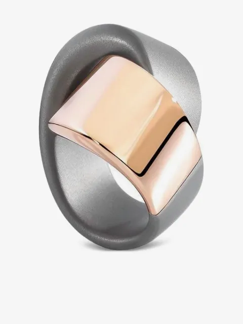 VHERNIER 18K rose gold and titanium Abbraccio knot Ring