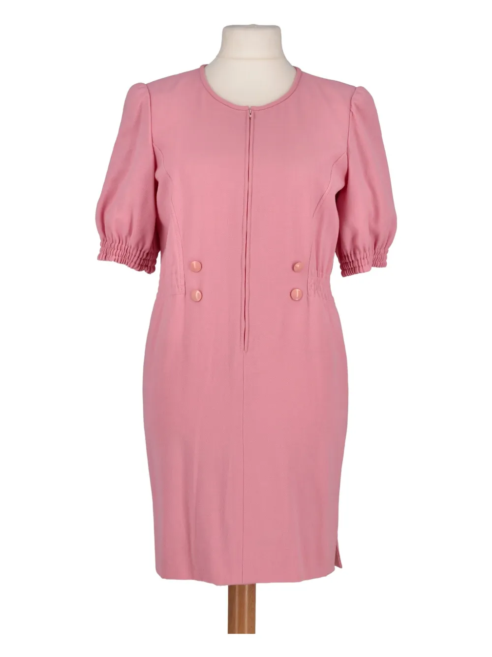 Pre-owned Valentino Elastic-waist Puff-sleeve Dress In Pink