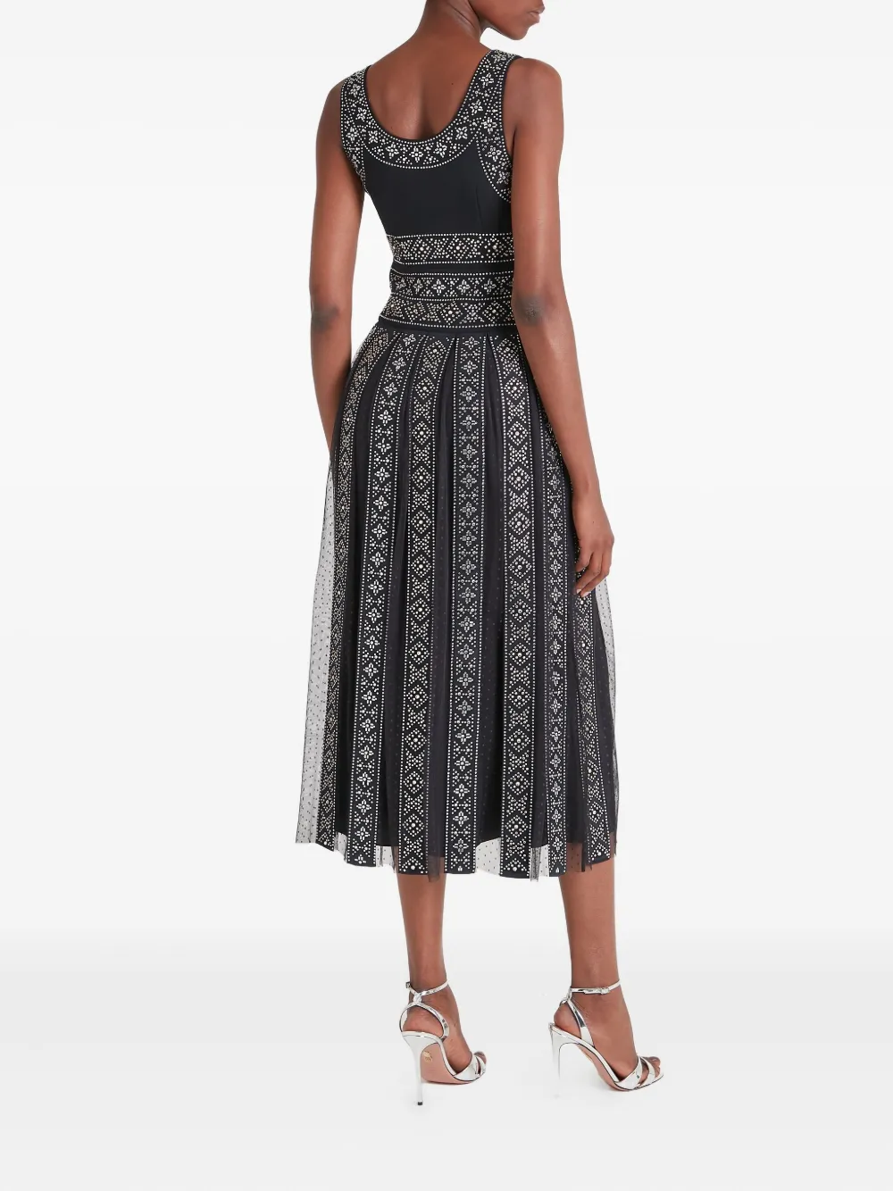 Temperley London Embellished Pleated Midi Dress In Black