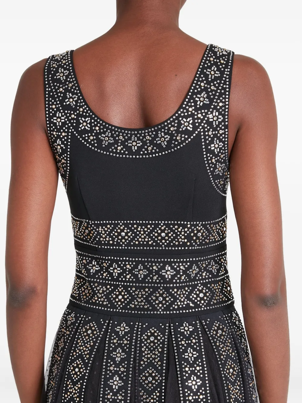 Temperley London Embellished Pleated Midi Dress In Black