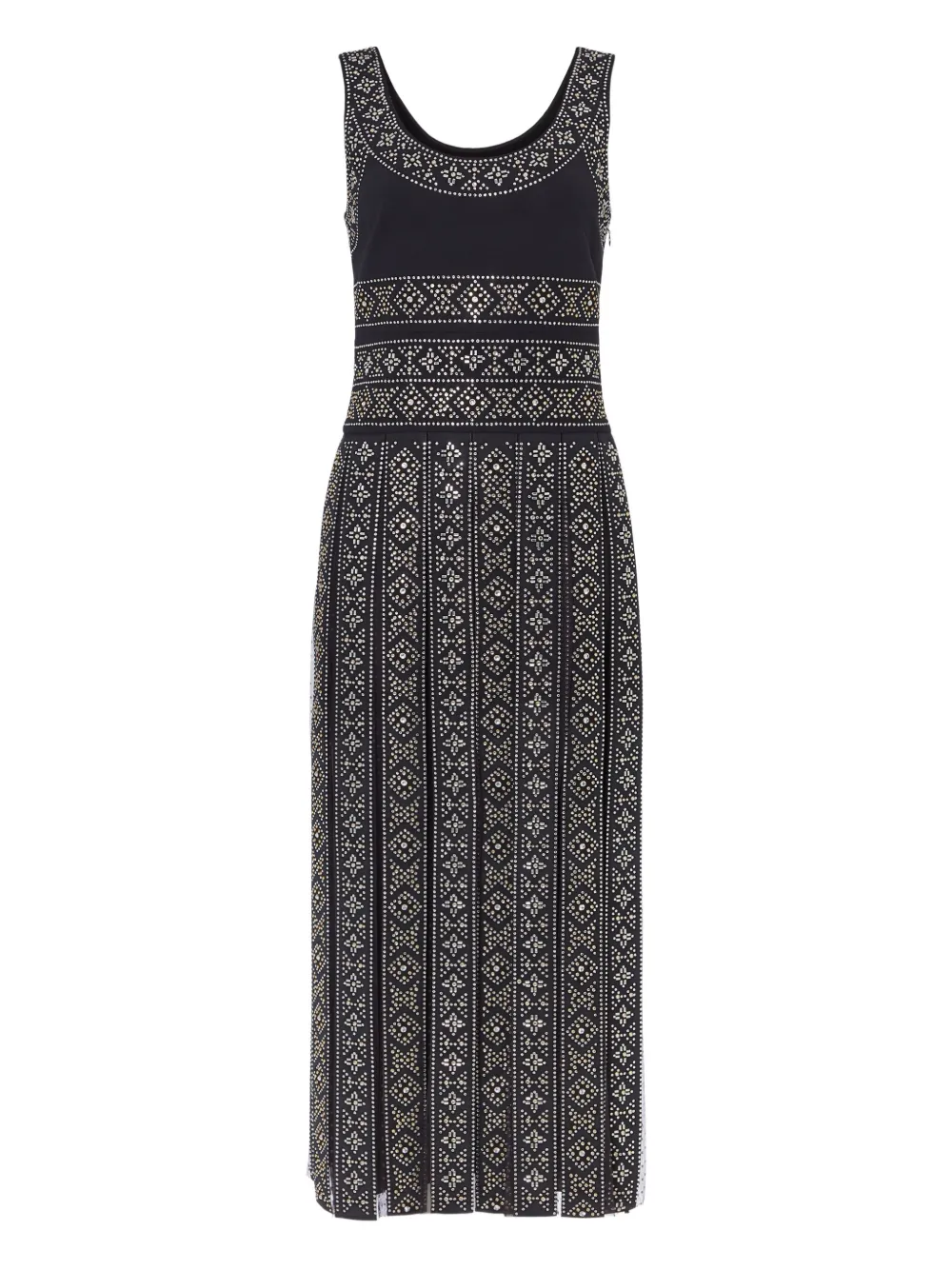 Temperley London Embellished Pleated Midi Dress In Black