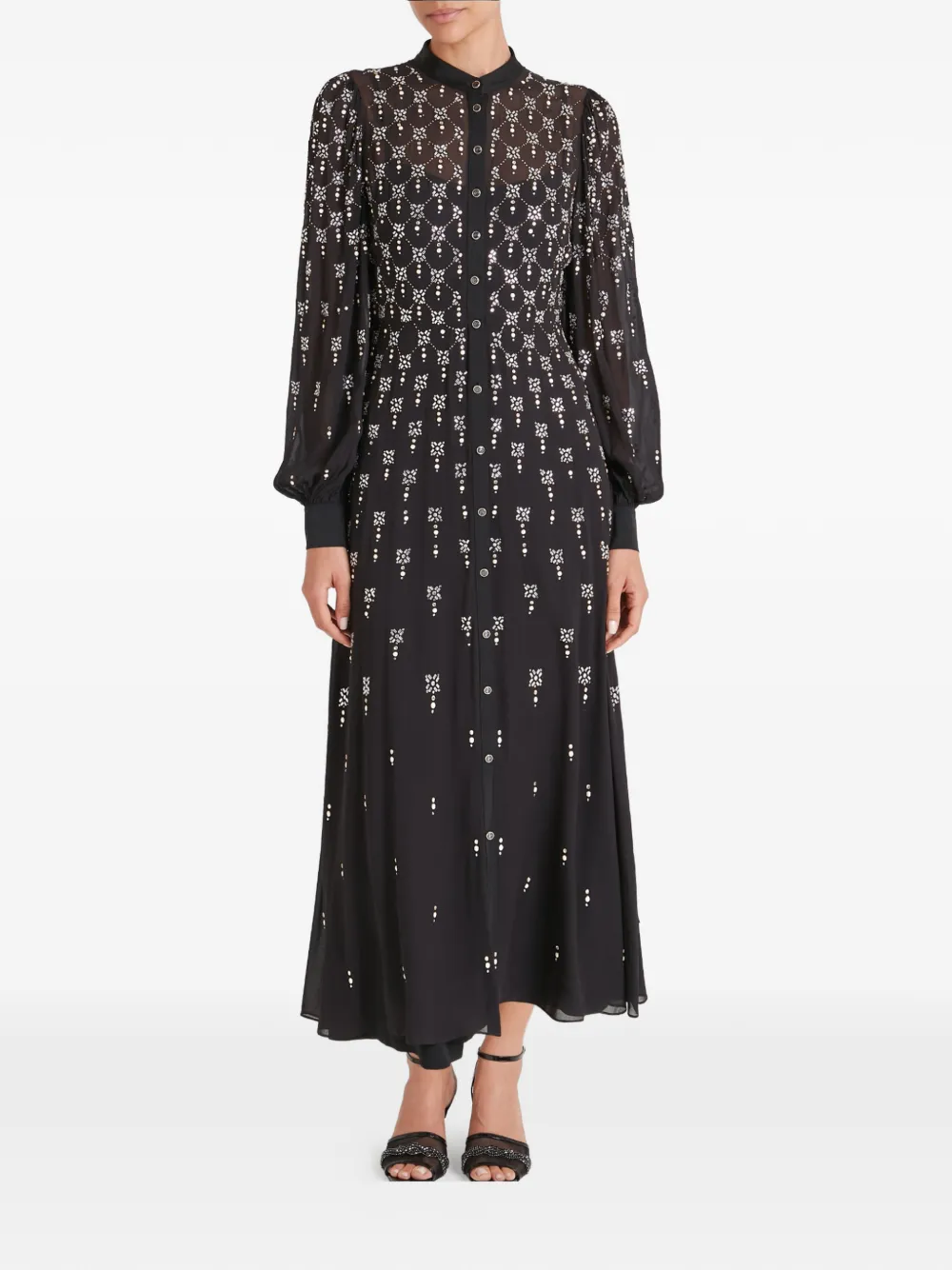 Temperley London Maxi-avondjurk met verfraaiing en knopen Zwart